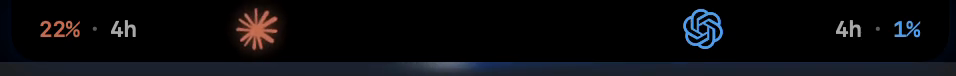 Agent Island showing Claude Code and Codex status in a compact macOS menu-bar island