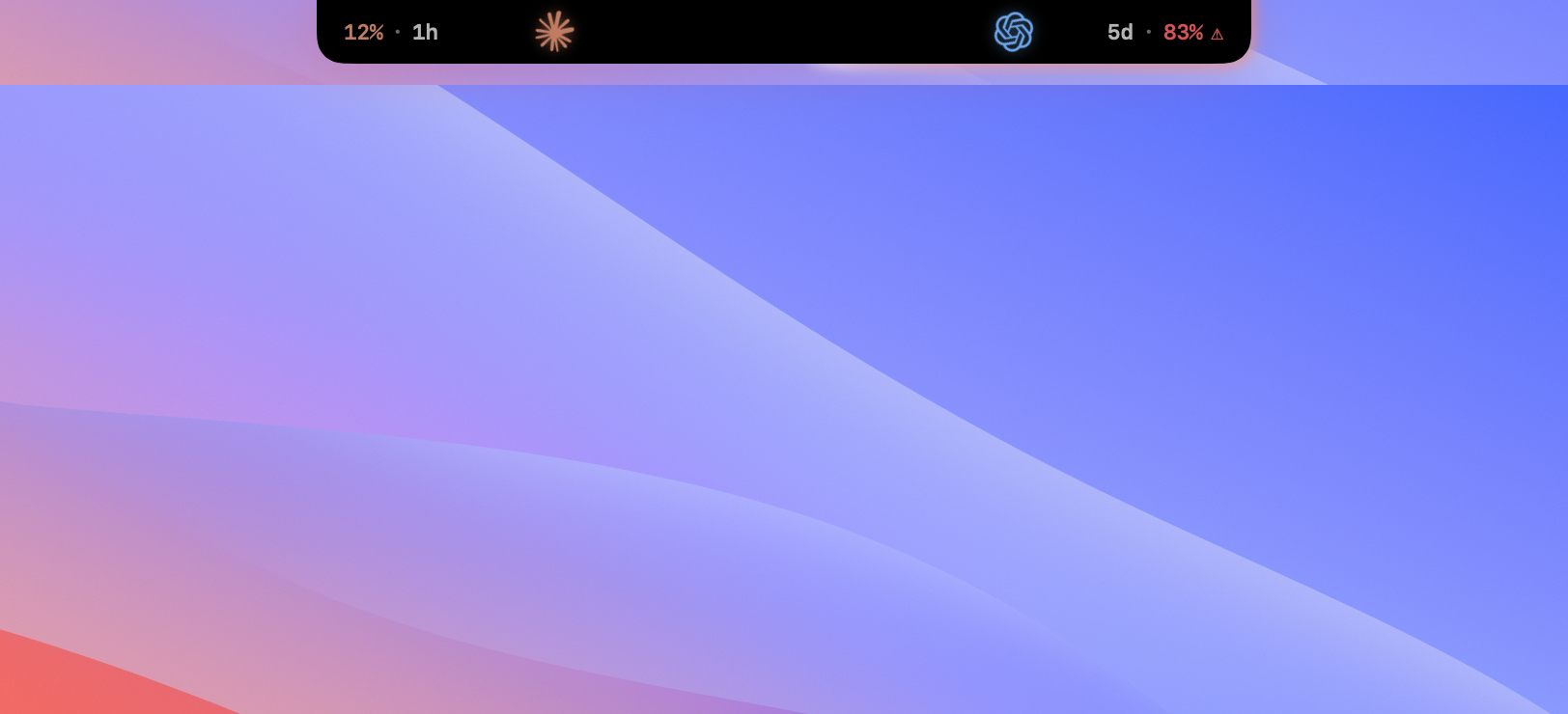 Agent Island showing a Claude Code working state in the top bar